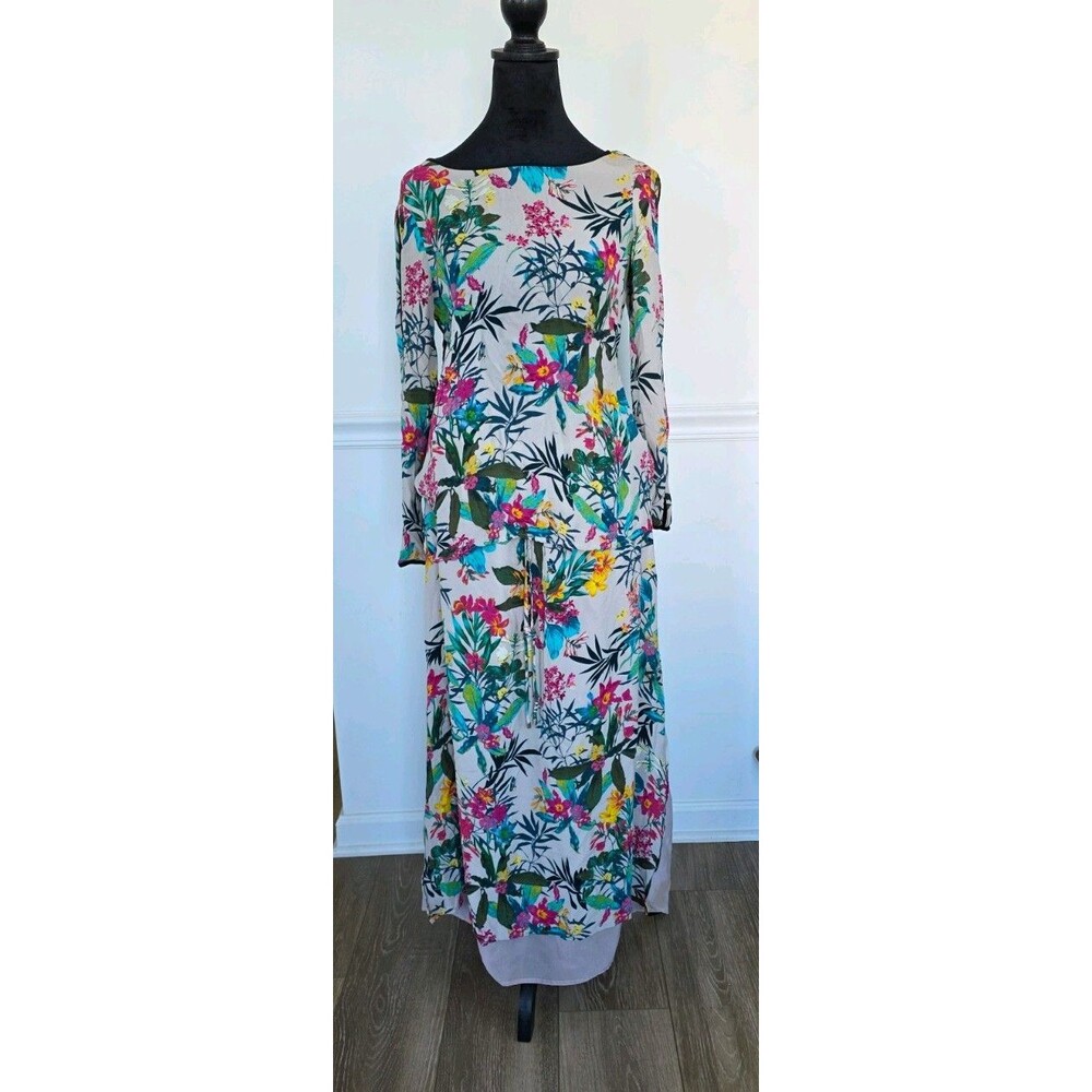 Doncaster Collection 2 Piece Silk Set Size 6 Floral Print Top & Skirt 100% Silk
